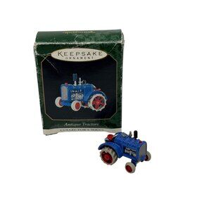 VTG Hallmark Keepsake Ornament 1999 Antique Blue Metal Tractor Collectors Series